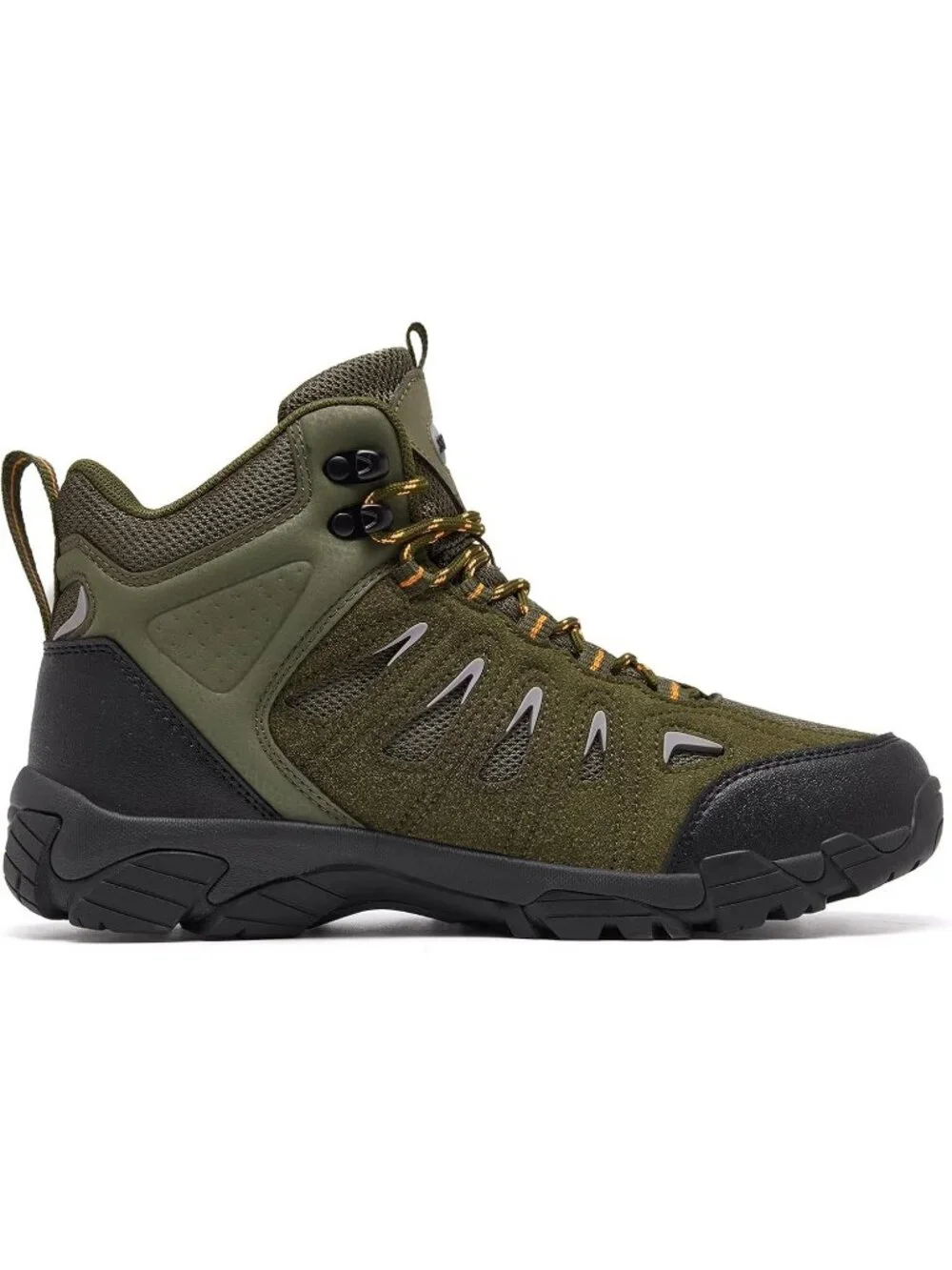 Men's Green Waterproof Shoes Casual Mid Top Round Toe Non Slip Hiking Boots